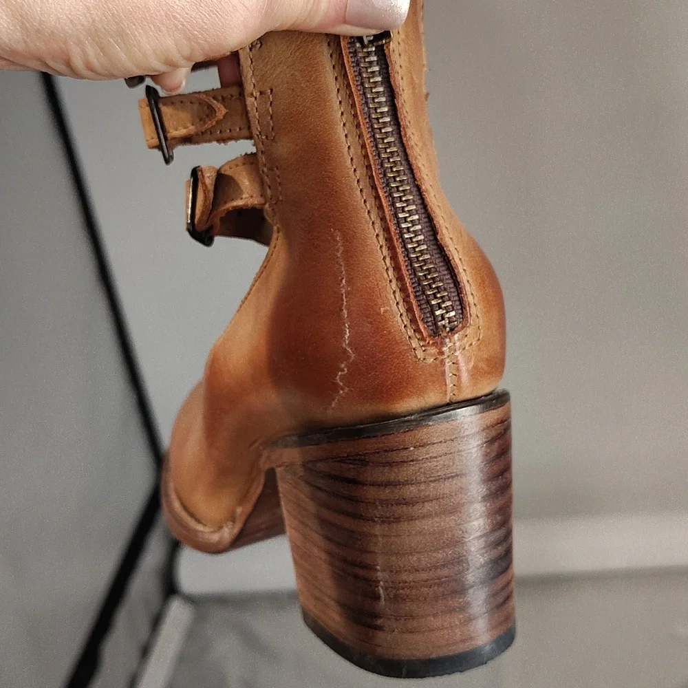 freebird Tan Leather Multi-Strap Block Heel Pumps - Picture 7 of 16